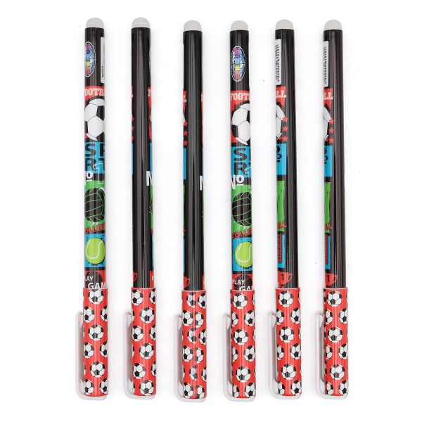 Набор ручек гелевых 0,5 мм со стираемыми чернилами Футбол цвет чернил синий, 6 шт, 70815
