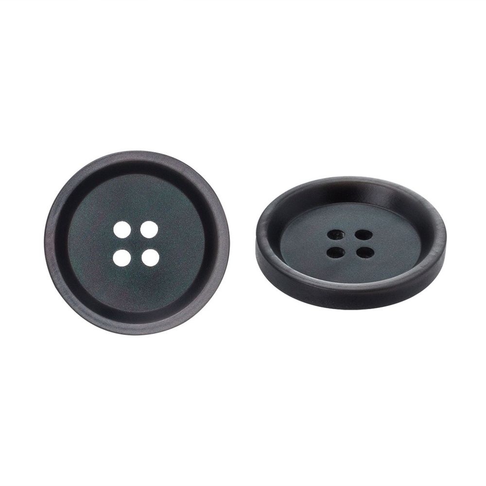 Пуговица 4 прокола 40L = 25 мм, пластик, col.B т. серый, CN2868, 36 шт