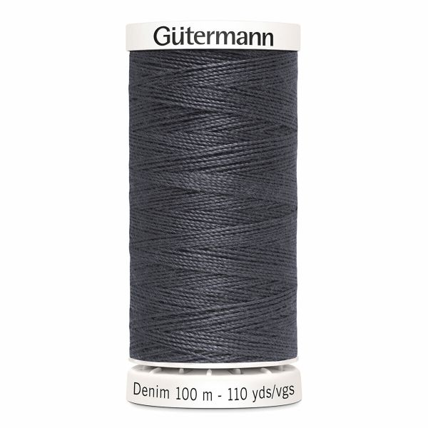 Нитки для джинсовых тканей Gutermann Denim 50, 100м, 9455 т.серый, 5 катушек