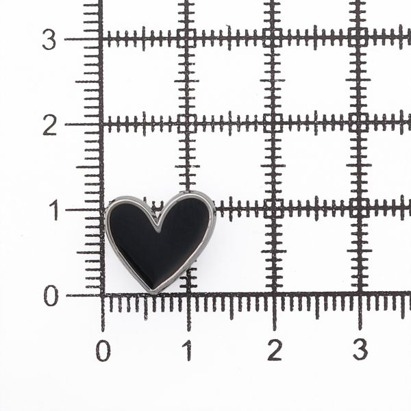 Пуговицы на ножке фигурная Сердце 20L (13мм), металл (Black/S (черный/серебро)), MEs-2012, 36 шт