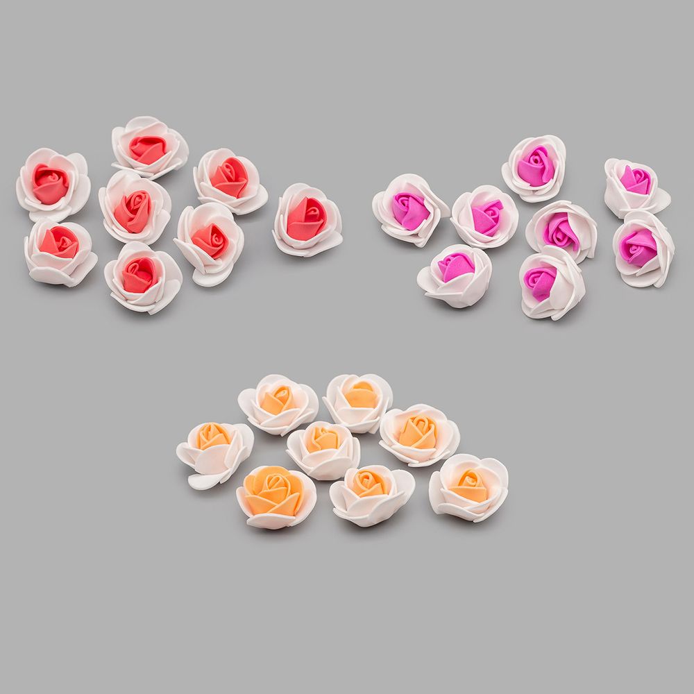 Цветочек-розочка из фоамирана 38 мм, микс №6, 3 цвета, 24 шт