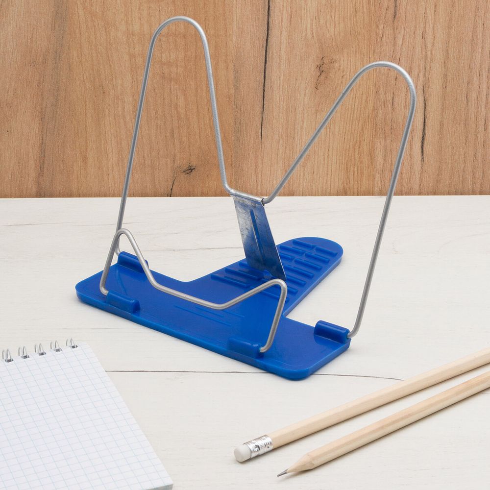 Подставка для книг Универсал с металл. лепестком, цв. в ассорт. (синий), П-03