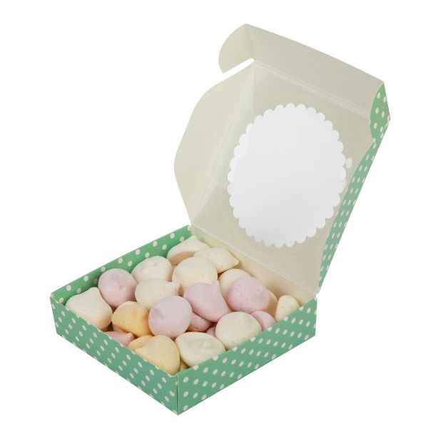 Коробка с окном для печенья 11.5х11.5х3 см, №2 Горошек мятный, S-Chief CBC-015