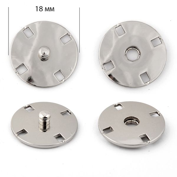 Кнопка пришивная металл ⌀18.0 мм, TY-S0007 цв.никель уп. 20 шт, TBY