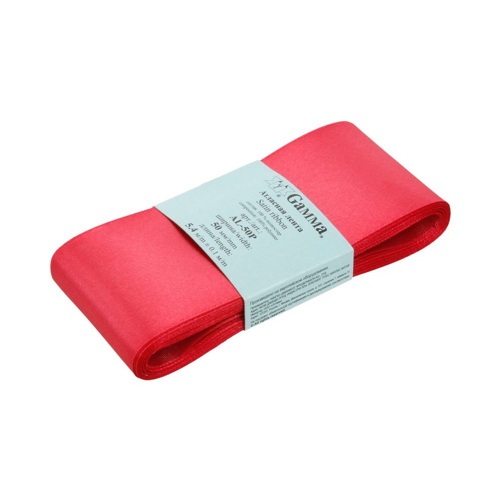 Лента атласная 1-сторонняя 50.0 мм / 5 шт по 5.4 метра, №077 бордовый, Gamma AL-50P Лента атласная 1-сторонняя 50.0 мм / 5 шт по 5.4 метра, №077 бордовый, Gamma AL-50P