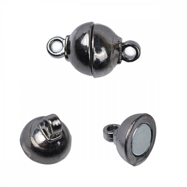 Замок магнитный Бочонок для бус арт.MH.111910-3 цв.черный никель 11х7 мм уп.10 шт