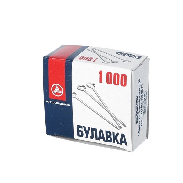 Булавки портновские 30 мм, (1-30) 1000 шт, сталь, никель, Gamma