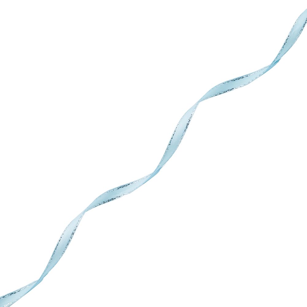 Лента атласная 1-сторонняя 6.0 мм / 22.86±1 метров, с серебряной нитью, 187 голубой, Globus