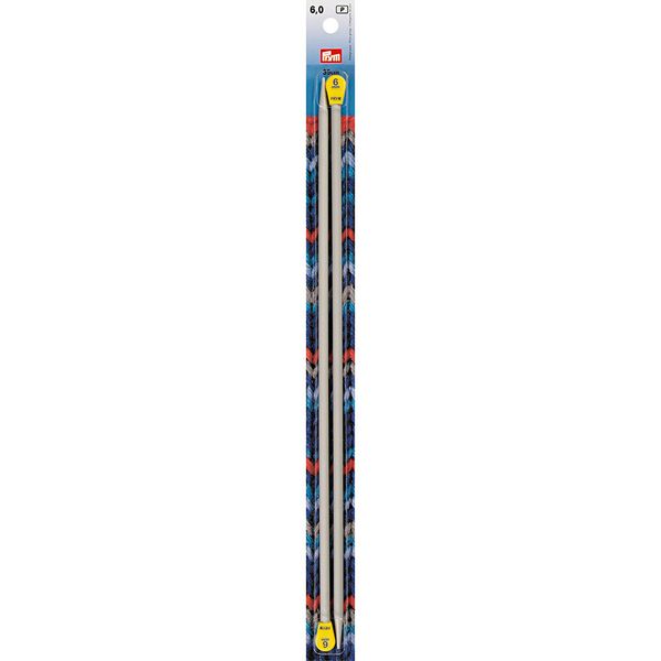 Спицы прямые ⌀6.0 мм, 35 см, 2 шт, с наконечниками, Prym 191469