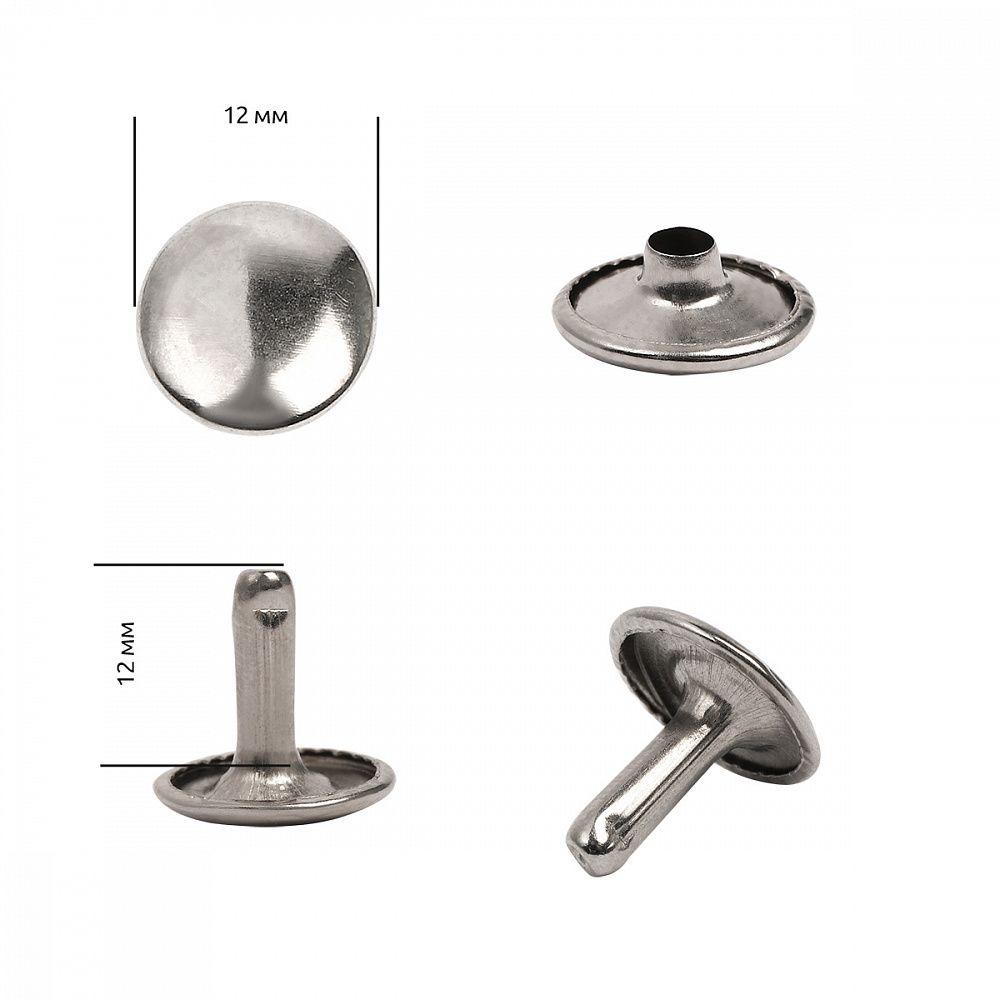 Хольнитены двухсторонние сталь 12х12 мм, №123, TBY.5212 цв. никель уп. 1000 шт, TBY