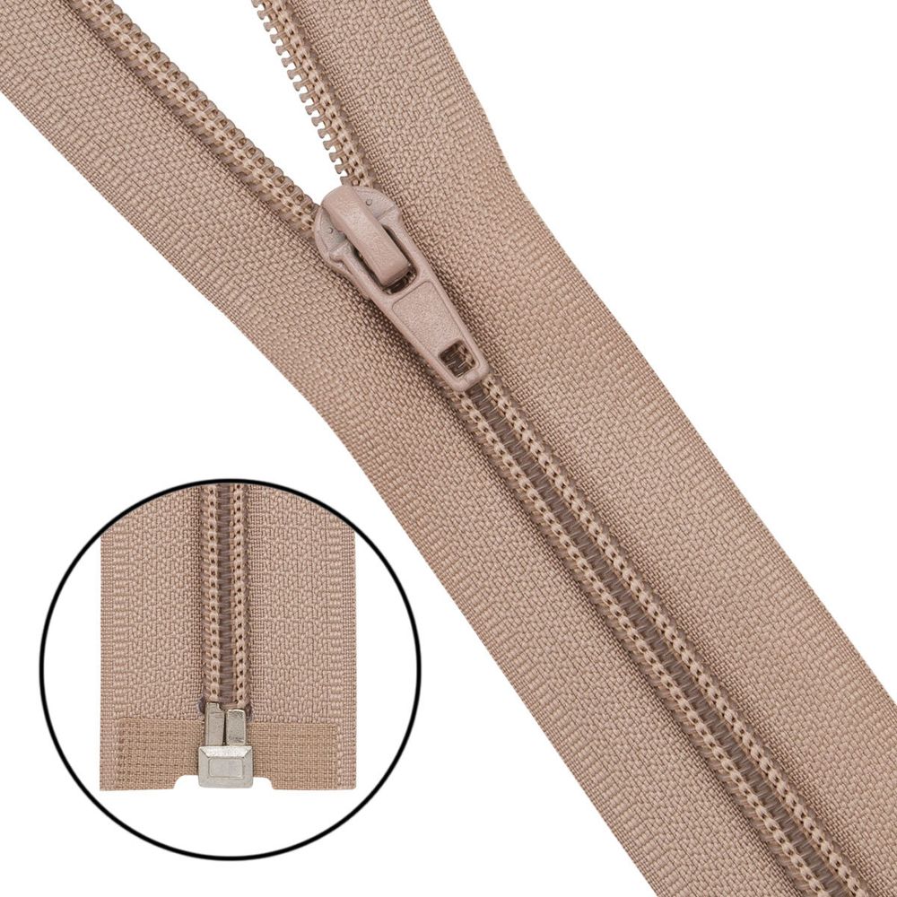 Молния спираль (витая) Т5 (5 мм) 1 зам., разъем., 40 см, 128 бежевый, 10 шт