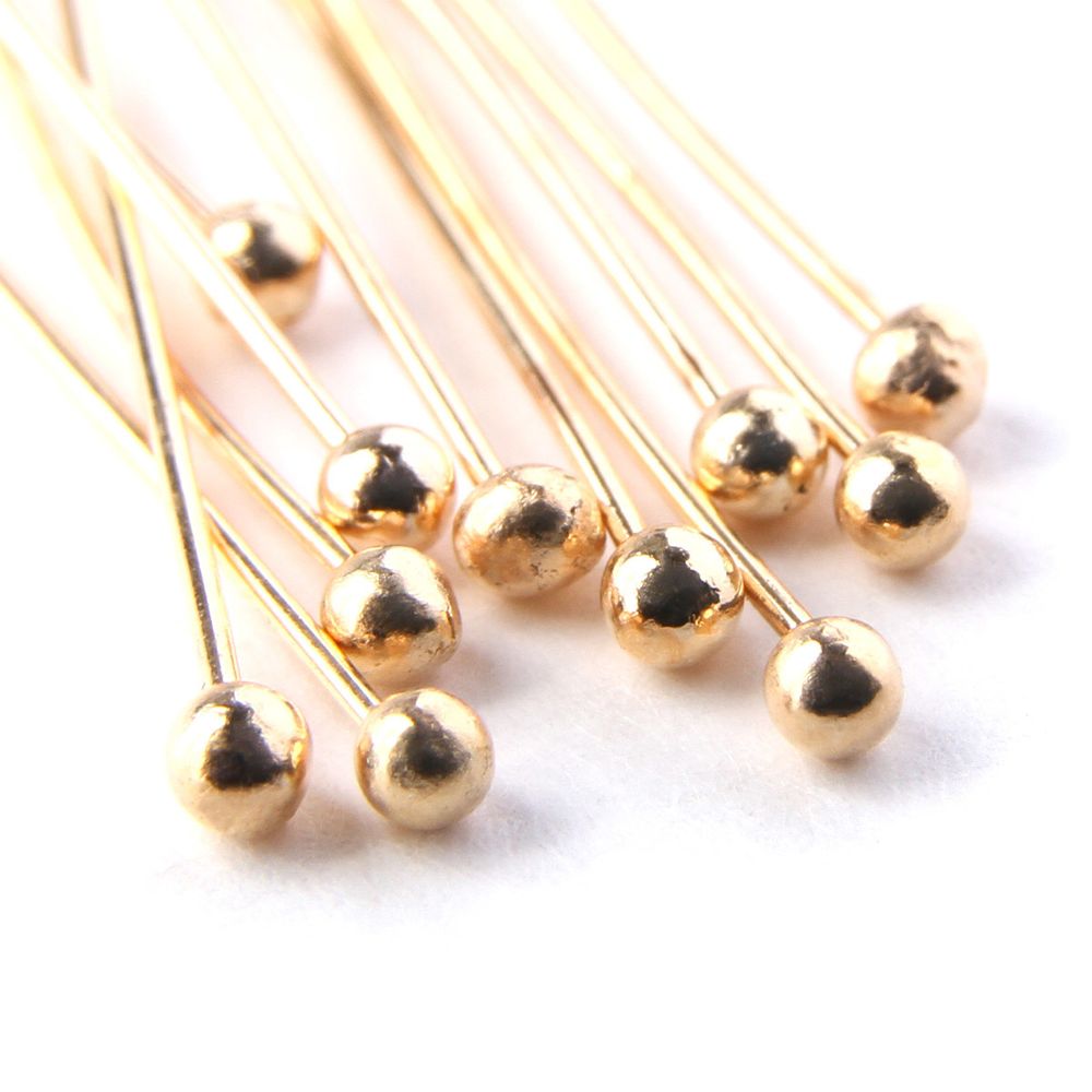 Штифты с шариком 3см, 50 шт в упак, Астра, Золото