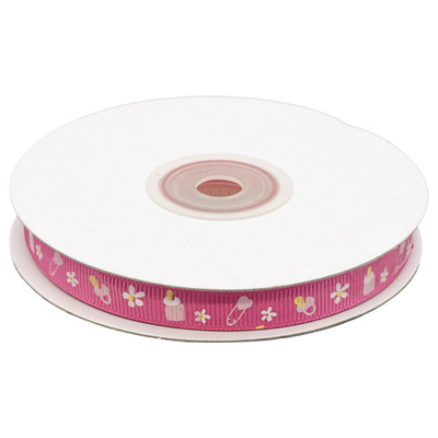 Лента репсовая (в рубчик) Детская, 10 мм, 22,5м (розовый)