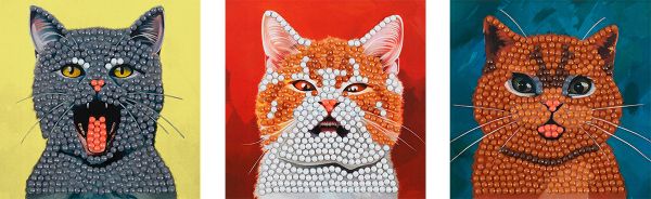 Кристальная (алмазная) мозаика Фрея ALVM-303, набор магнитов, Мемные котики, 9х9 см