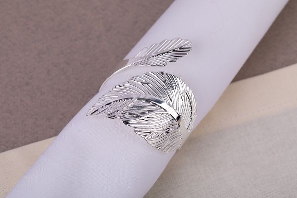 Кольцо декоративное для салфеток ⌀5 см, h4 см, №02 лист/серебро, Stilerra PFH-045