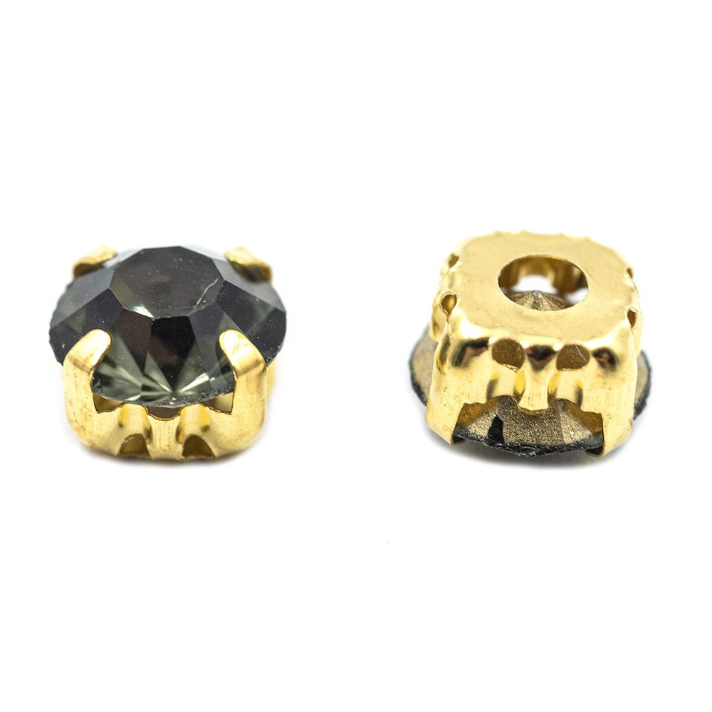 Хрустальные стразы в цапах/золото, 8мм, 20 шт/упак, Astra&Craft (39 дымчато-серый), 4AR167/168