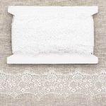 Кружево шантильи (реснички) на сетке 100 мм, белый, 15 м