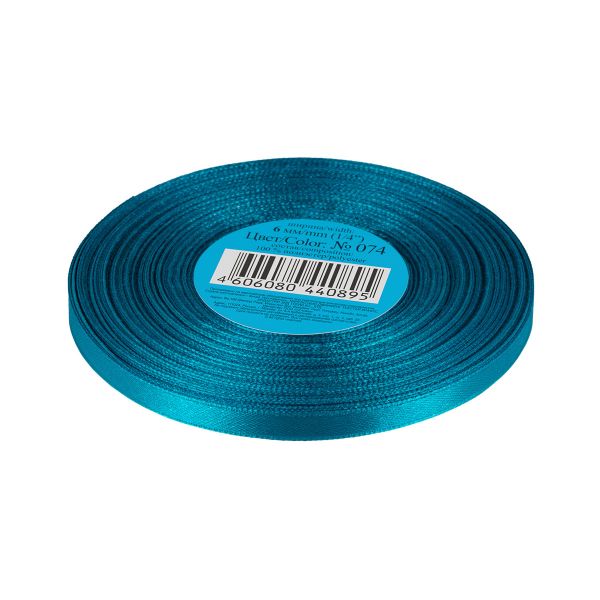 Лента атласная 1-сторонняя 6.0 мм / 33±2 метра, 074 ярко-голубой, Gamma