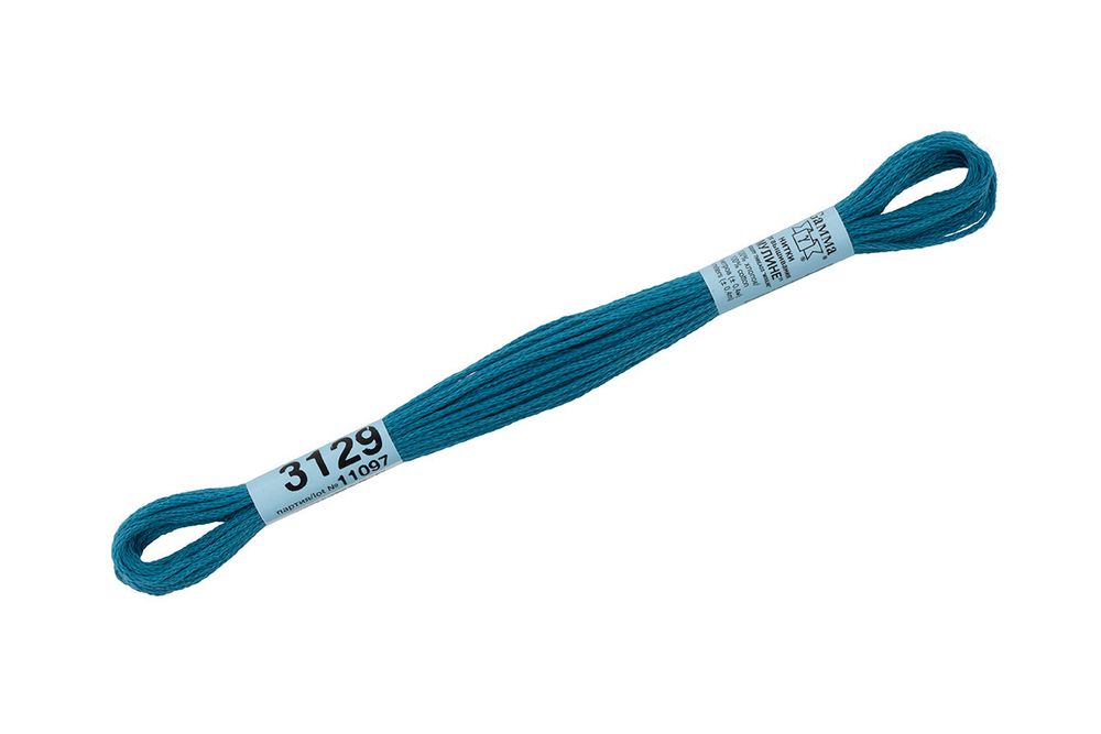 Мулине Gamma 100% хлопок, цв.3129 мор.волна, 24 мотка по 8 метров