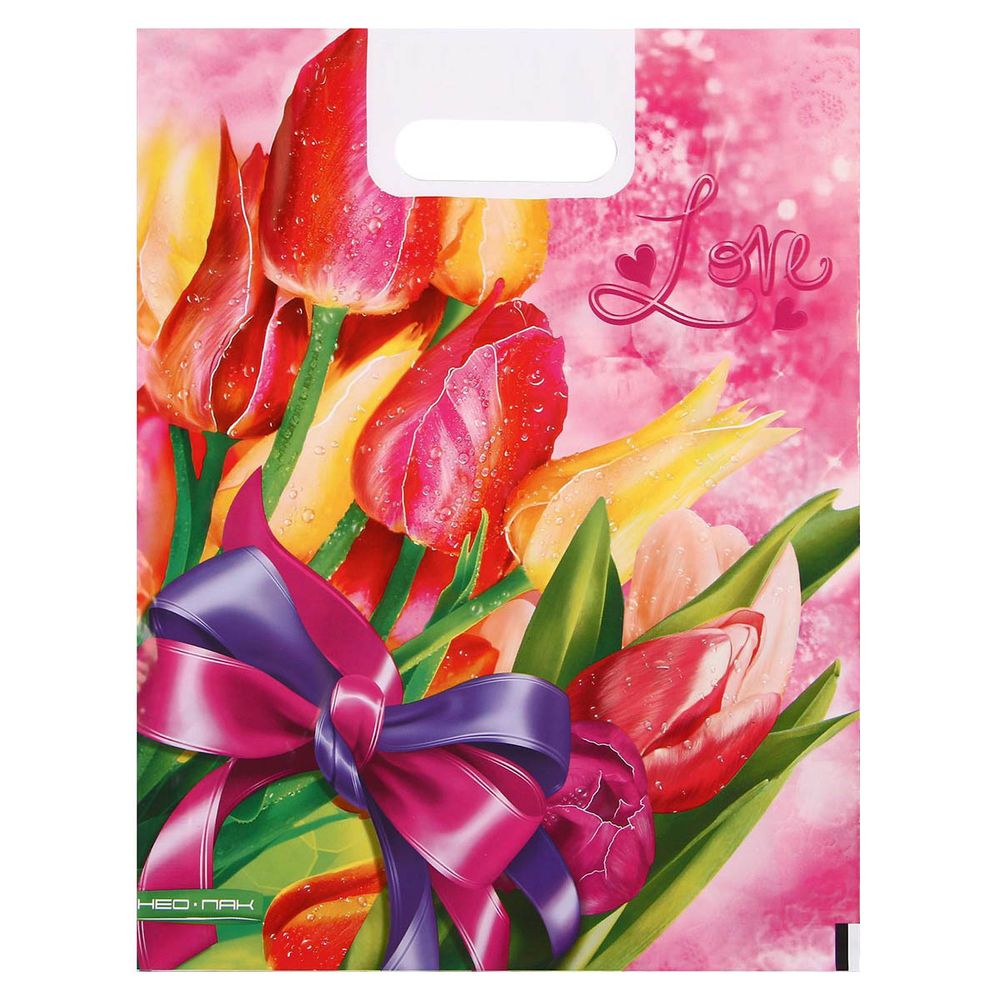 Пакет полиэтиленовый Love, с вырубной ручкой, 30х40 см, 60 мкм, 25 штак, 5221744