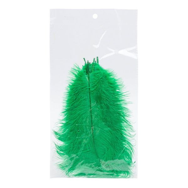 Перья страуса декоративные 20-25см, 10 шт в упак, зеленый
