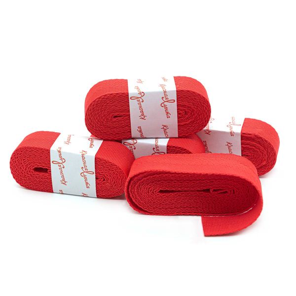 Стропа (ременная лента) 25 мм / 5х2.5 метра, толщ. 1.0 мм, [15.1 г/пог.м], 100% п/п, 10 красный