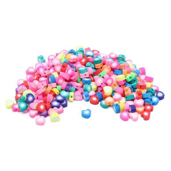 Бусины полимерная глина набор Сердечки радужные, 300 шт/упак, Astra&Craft, ZZ1338