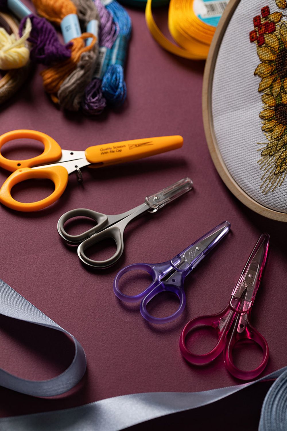 Ножницы рукодельные 11.5 см, оранжевые, Gamma ROS-03