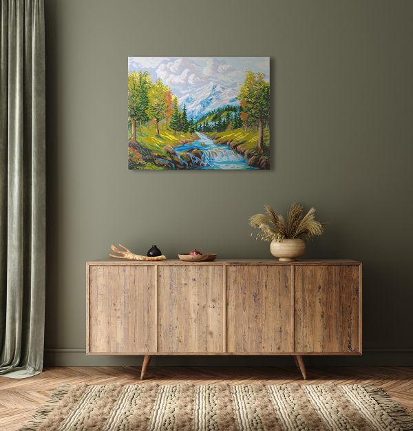 Алмазная (кристальная) мозаика Фрея, Горный ручей 50х40 см