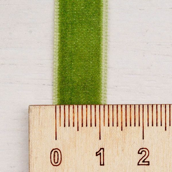 Лента бархатная (тесьма) 12.0 мм / 32.9±2 метров, 0081-1211, 158 зеленый