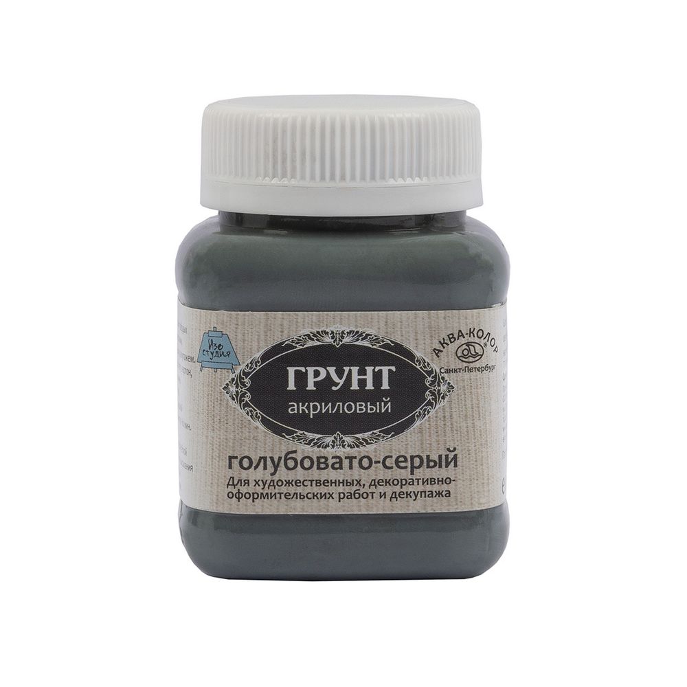 Грунт акриловый цветной 100 мл 100 г, К2612 голубовато-серый, Аква-колор