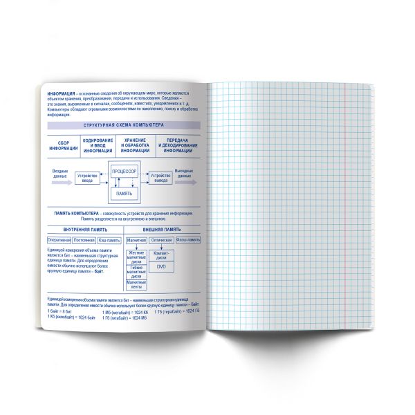 Тетрадь со справочным материалом Остров легенд, сплошной лак, A5+ 48 л. на скобе 65 г/м², белизна 100 %, 10 шт, клетка, 01320 Остров легенд Информатика, Светоч Т143