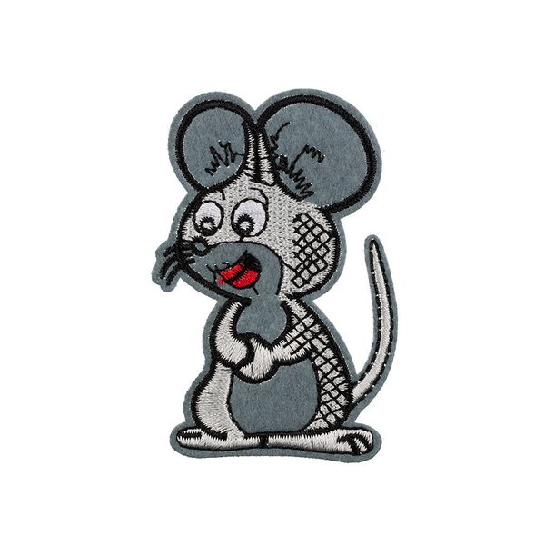 Термоаппликация L №03/5, 5 шт, L043-2 мышь серая 7.7х4.5 см, Gamma