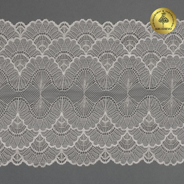 Кружево эластичное (стрейч) 8034 195мм цв.F102 молочный, 10 метров, Kruzhevo