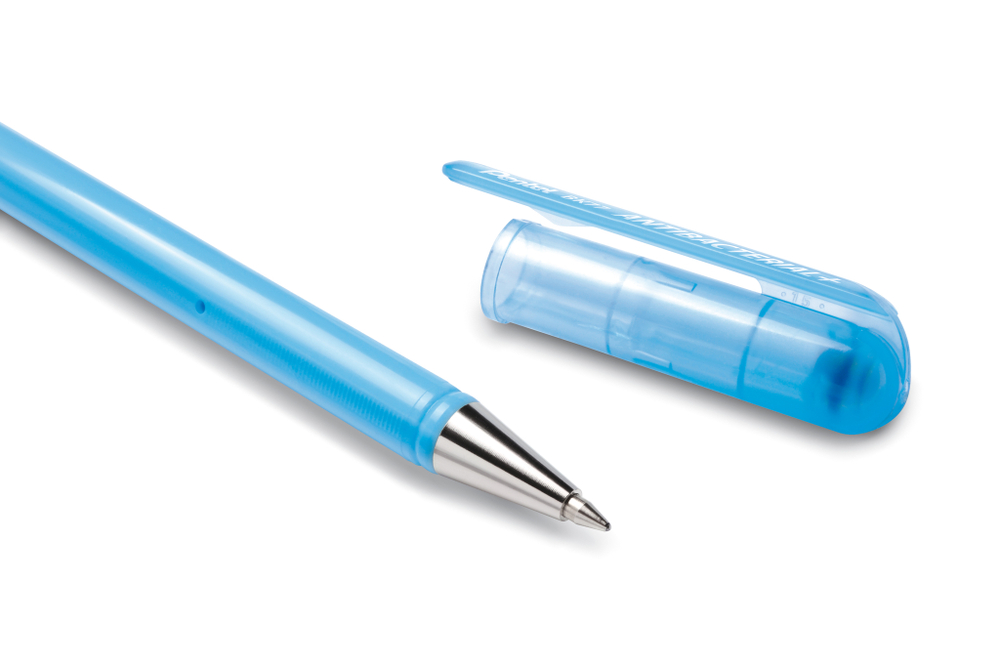 Ручка шариковая Pentel Antibacterial+, 0.7 мм, металлич.наконечник, синий стержень, 2 ручки XBK77AB-CC