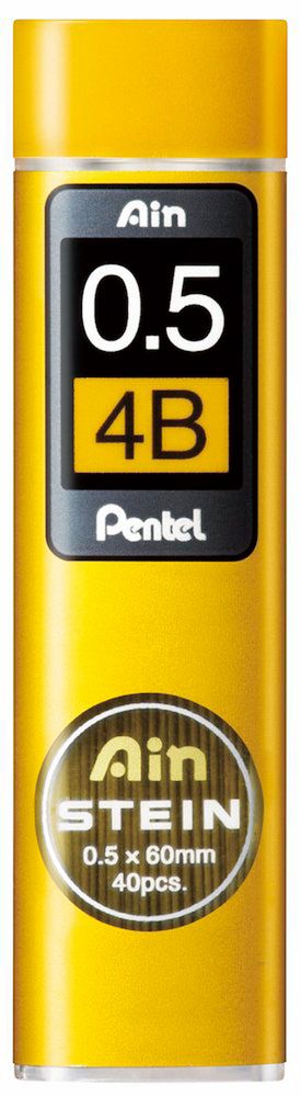 Грифели для карандашей автоматических Pentel Ain Stein 0.5 мм, 40 грифелей в тубе, C275-4BO 4B