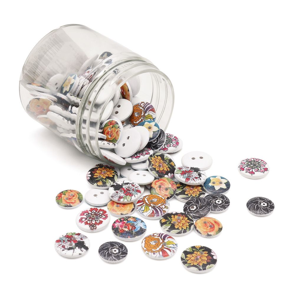 Украшения декоративные пуговицы деревянные Цветы №6, 15-18 мм, 100 шт