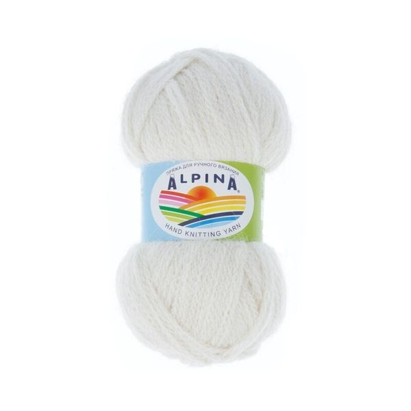 Пряжа Alpina Alpaca Trenza / уп.4 мот. по 50г, 150м, 01 белый (натуральный)