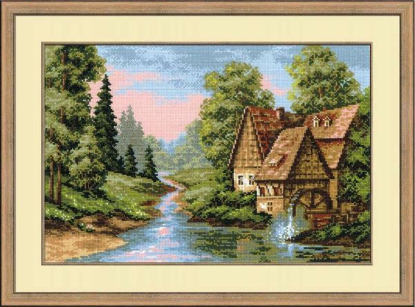 Набор для вышивания нитками Риолис, Мельница 38х26 см