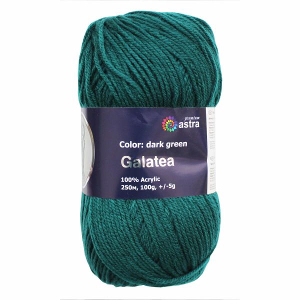 Пряжа Astra Premium (Астра Премиум) Галатея / уп.3 мот. по 100 г, 250 м, 07 темно-зеленый