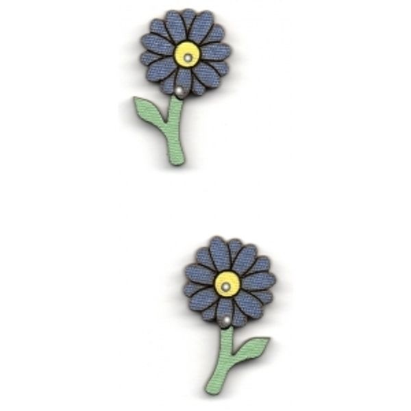 Украшения декоративные пуговицы (синие ромашки), Aurora, 1 шт, AU-B49899