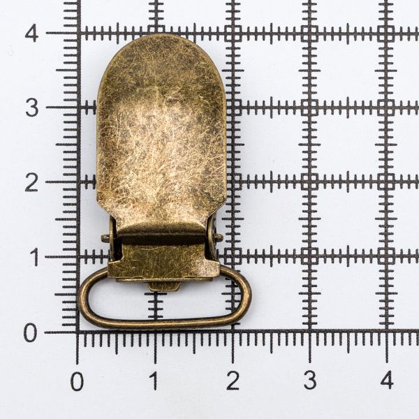 Клипса для подтяжек гладкая 20.0 мм, сталь, цв.антик, 20 шт