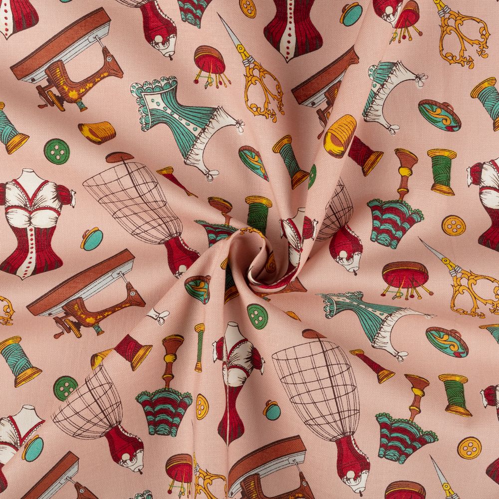 Ткань для пэчворка Peppy Век моды, отрез 50х55 см, 146 г/м², ВМ-14 розовый, Peppy