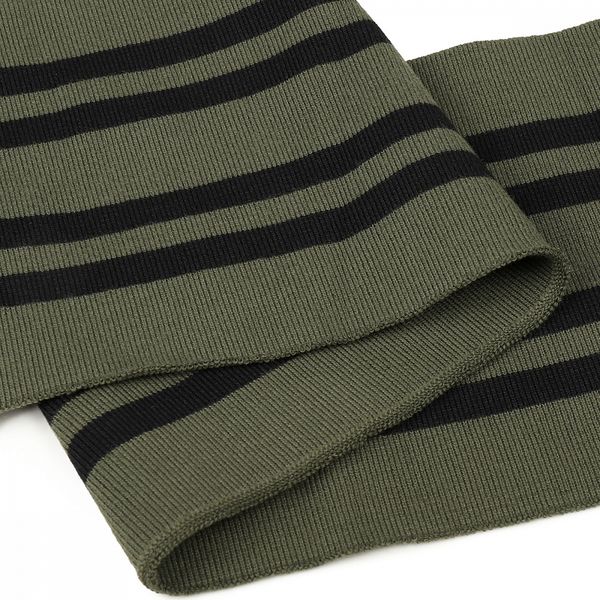 Подвяз (довяз) трикотажный 14.0х100 см, олива с черными полосами, двухслойный, 100% п/э, 1 штука