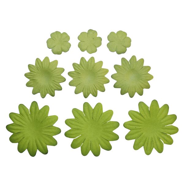 Набор принтованных бумажных цветочков 20мм, 35мм, 50мм 60 шт 27444 (27452 зеленый)