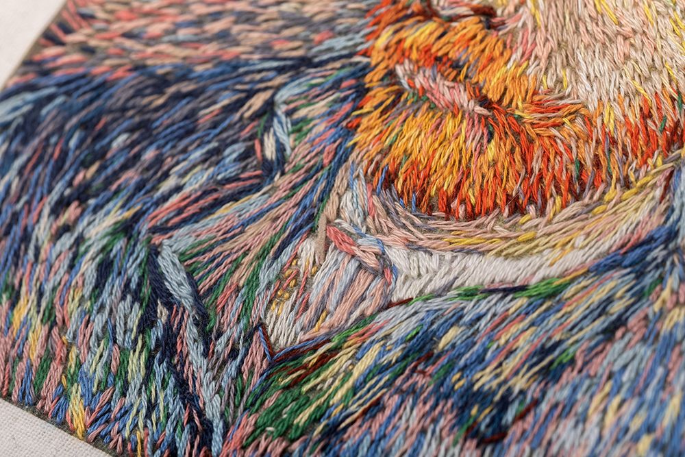 Набор для вышивания нитками Panna, Живая картина. Автопортрет в соломенной шляпе, 12х14.5 см