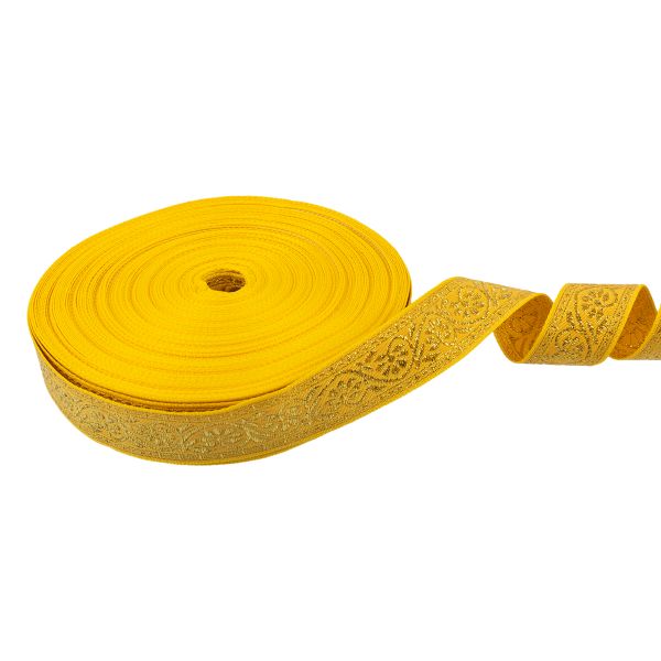 Лента (тесьма) жаккардовая 23.0-25.0 мм / 25 метров, желтый /под золото, Blitz