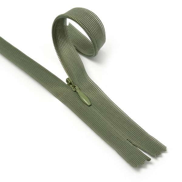 Молния потайная (скрытая) Т3 (3 мм) 1 зам., н/раз., 20 см, цв.F327 оливковый уп.50 шт