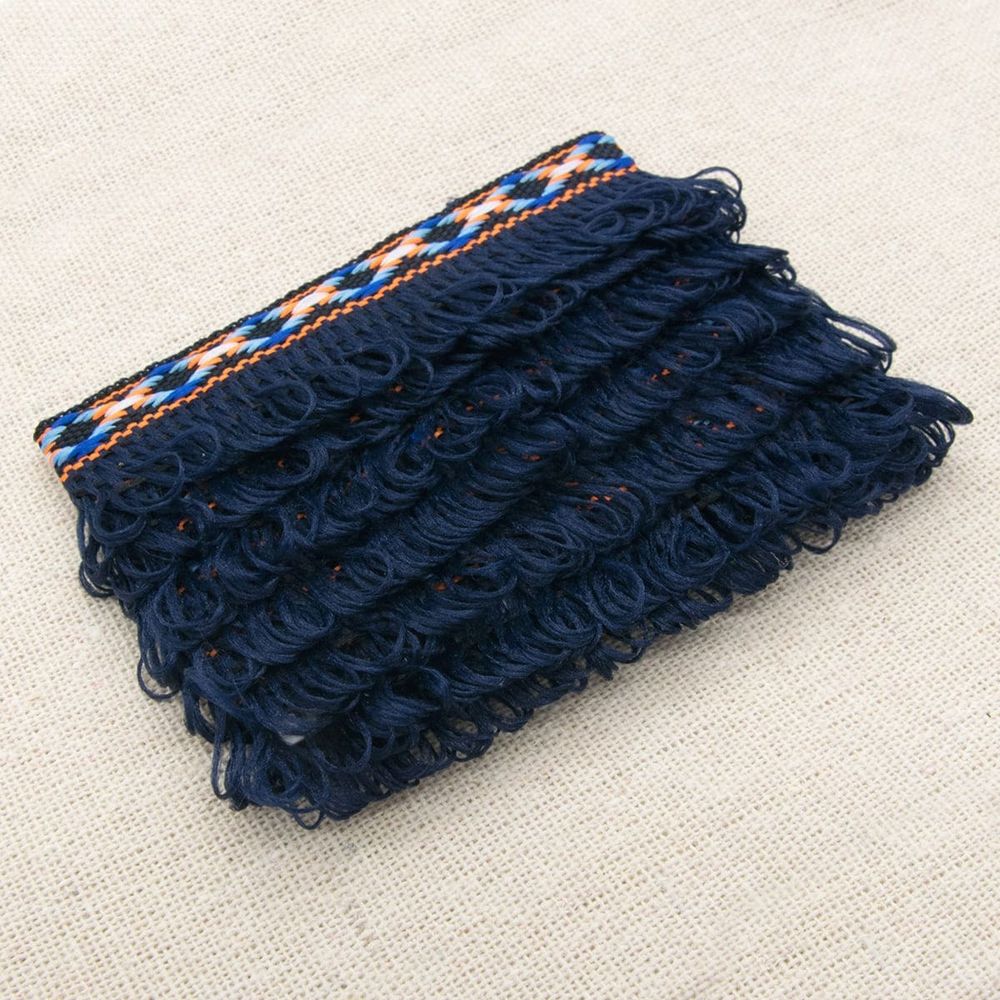 Ткань для рукоделия в наборе с тесьмой жаккард -бахрома 50х50см+1м (21947/34113 т.синий) 29501