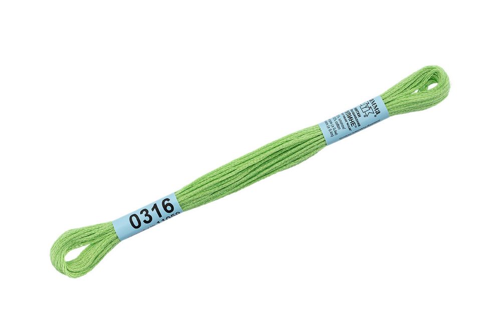 Мулине Gamma 100% хлопок, цв.0316 салатовый, 24 мотка по 8 метров